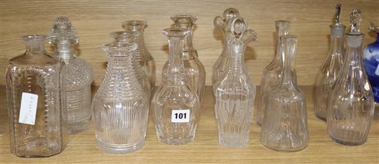 A collection of decanters tallest 24cm